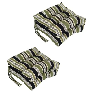 16-inch Spun Polyester Patterned Outdoor Square Tufted Chair Cushions (Set of 4) 916X16SQ-T-4CH-REO-13